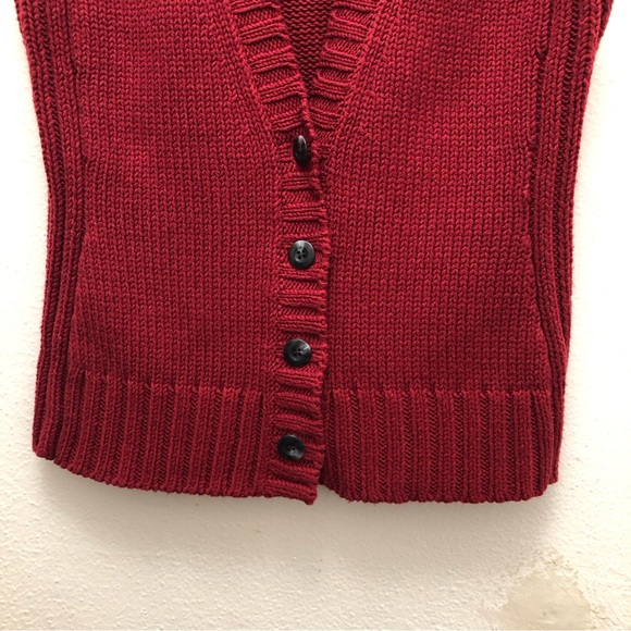 Eddie Bauer V-Neck Button Up Vintage Sweater Vest Women's Size S Red - Picture 6 of 12
